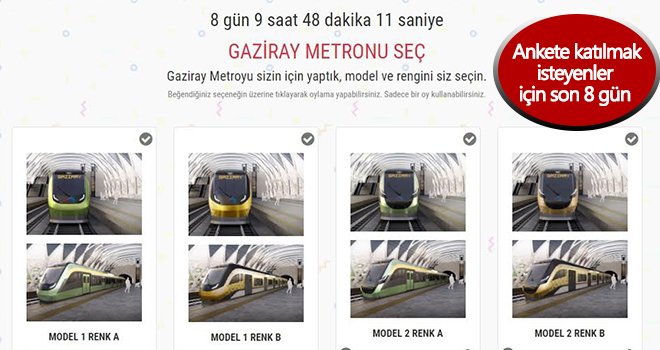 Gaziray metronu sen seç...