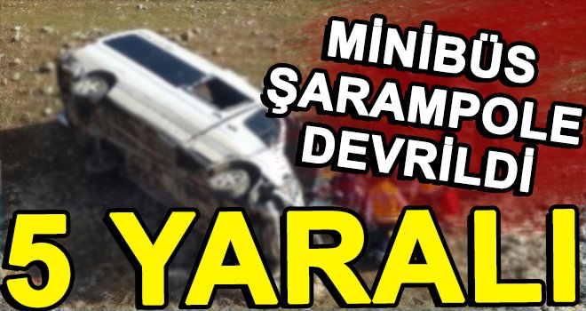 Kontrolden çıkaran minibüs şarampole devrildi