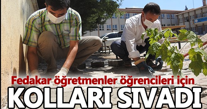 Öğretmenler, okul bahçesinde çevre düzenlemesi yaptı