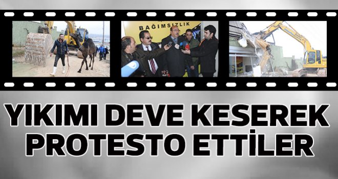 TV BİNASININ YIKIMINI DEVE KESEREK PROTESTO ETTİ