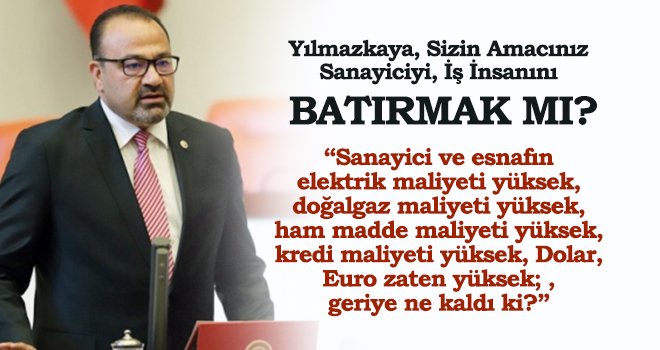 Yılmazkaya: Sizin Amacınız Sanayiciyi, İş İnsanını Batırmak Mı?